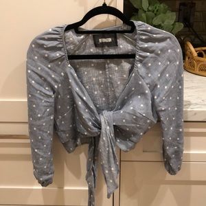 Reformation poka dot wrap top size XS